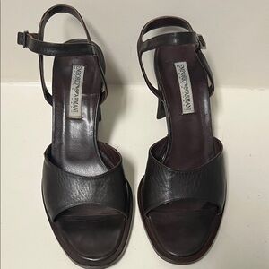 Emporio Armani Dark Brown Leather Heels
